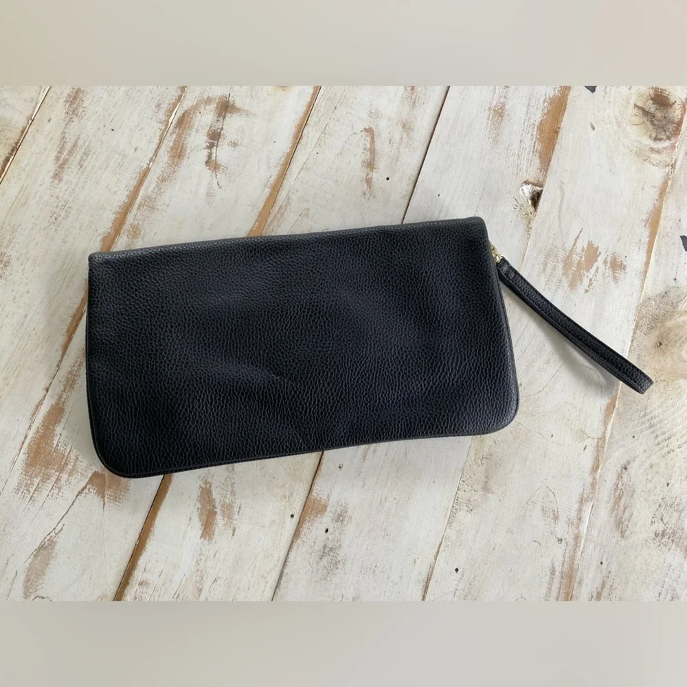 White House Black Market Faux Leather Floral Embroidered Clutch Handbag wristlet - Picture 5 of 12